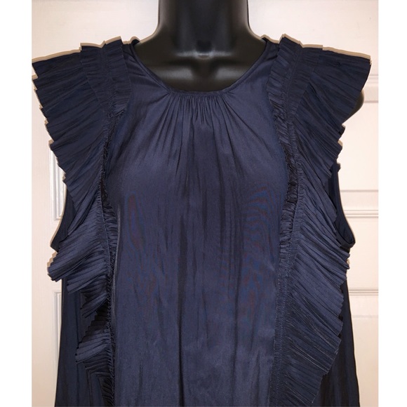 Joie Cruzita Pleated-ruffle Blouse In Midnight –– NWT - Picture 8 of 15